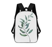 sinyumoney Watercolor Leaf Branch Illustration Backpacks Kids School Backpack School Bag 3D Printed School Bag for Boys Elementary And Middle School Students 17inch