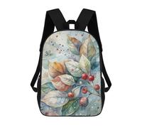 sinyumoney Watercolor Leaves And Berries Illustration Backpacks Kids School Backpack School Bag 3D Printed Fashion School Bags for Boys Elementary And Middle School Students 17inch
