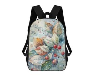 sinyumoney Watercolor Leaves And Berries Illustration Backpacks Kids School Backpack School Bag 3D Printed Fashion School Bags for Boys Elementary And Middle School Students 17inch