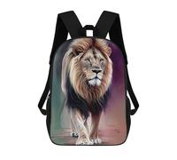 sinyumoney Watercolor Lion Portrait Backpacks Kids School Backpack School Bag 3D Printed School Bag for Boys Elementary And Middle School Students 17inch