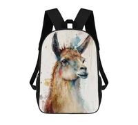 sinyumoney Watercolor Llama Design 3D Printed 17inch School Bag Children's School Backpack Travel Backpacks Casual Fashion Bag for Kids School Students