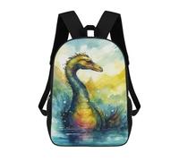 sinyumoney Watercolor Loch Ness Monster Art Print Children's Backpacks School Backpack 3D Printed for Kids Travel Rucksacks Book Bags Kids 17inch School Bag