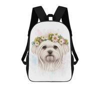 sinyumoney Watercolor Maltese Dog Art Rucksack Water Resistant School Bag Business Backpack for Boys/Girls/Teenagers 17inch