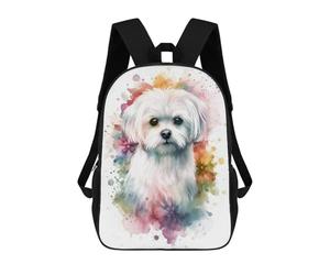 sinyumoney Watercolor Maltese Dog Backpack School Bag Water Resistant Travel Backpack Computer Bag for Girls Boys Teenage 17inch