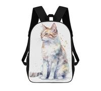 sinyumoney Watercolor Manx Cat Art School Backpack Water Resistant School Bag Business Backpack for Girls Boys Teenage 17inch