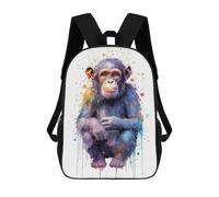 sinyumoney Watercolor Monkey Painting Backpack School Bag School Secondary High School College Backpack Travel for Girls Boys Teenage 17inch