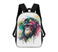 sinyumoney Watercolor Monkey School Backpack Lightweight Airport College Students Back Pack for Girls Boys Teenage 17inch
