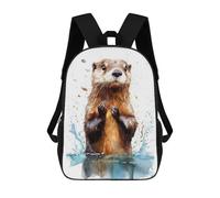sinyumoney Watercolor Otter Backpack School Rucksack Casual Daypacks School Work Travel Bag for Men/Women 17inch