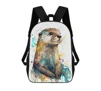 sinyumoney Watercolor Otter Rucksack Fashion Stationery Backpack Waterproof Casual Daypacks for Boys/Girls/Teenagers 17inch