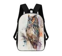 sinyumoney Watercolor Owl Art Print School Backpack High Secondary School Bags Casual Backpack for Girls Boys Teenage 17inch