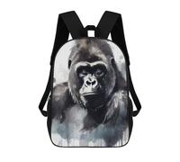 sinyumoney Watercolor Painted Gorilla Kids Backpack, Kids School Bag 3D Printed School Backpacks for Boys And Teenager School Students 17inch