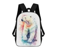 sinyumoney Watercolor Polar Bear Art Children's Backpacks 17inch School Backpack 3D Printed Bag Bookbag for Kids Travel Rucksacks Boy Girl Book Bags Kids School Bag