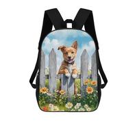 sinyumoney Watercolor Puppy Peeking Over Fence Backpack School Bag Backpack For Girls Boys Backpacks Large Capacity Kids Backpack Lightweight School Bags For Kids Students 17inch