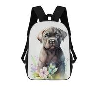 sinyumoney Watercolor Puppy with Flowers School Bag Backpack Teen Schoolbag 3D Printing Adjustable Schoolbag Fashion Pocket Bag for Kids Boys Girls Students And Teenagers Fans 17inch