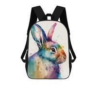 sinyumoney Watercolor Rabbit Children’s Backpack Girls Boys, 17 Inch Rucksack Bag, Daypack, Primary School, Perfect for Back to Kids