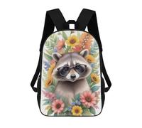 sinyumoney Watercolor Raccoon Art Backpacks Kids Student Schoolbag,3D Printed Backpacks,Elementary And Middle School Students Backpacks for Boys Girls 17inch