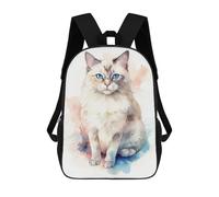 sinyumoney Watercolor Ragdoll Cat Backpack 3D Printed Kids School Backpack High Capacity Travel Backpacks Book Bags Kids Backpack 17inch