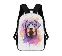 sinyumoney Watercolor Rottweiler Art Kids School Backpack 17 Inch School Bag 3D Printed School Bag for Boys Elementary And Middle School Students