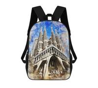 sinyumoney Watercolor Sagrada Familia Rucksack Large Lightweight Casual Backpack for Campus Outdoor Travel Sports 17inch