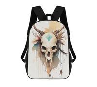 sinyumoney Watercolor Skull with Horns School Backpack 3D Printed School Bags Boys Girls Laptop Backpack for Kids/Students/Adults 17inch