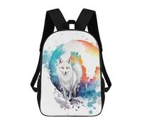 sinyumoney Watercolor Snow Fox Backpacks Kids School Backpack School Bag 3D Printed School Bag for Boys Elementary And Middle School Students 17inch