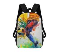 sinyumoney Watercolor Soccer Player Kicking Ball Backpack School Bag Business Laptop Rucksack Bag Unisex Casual Daypack for Teenage Girls Boys Women Men 17inch