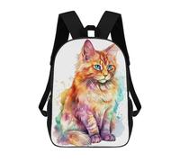 sinyumoney Watercolor Somali Cat Art Backpack School Daypacks Business Backpack Water Resistant Bookbag for Men, Women & Teenage Boys 17inch