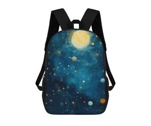 sinyumoney Watercolor Space with Planets And Stars Rucksack Fashion Stationery Backpack Waterproof Casual Daypacks for Men/Women 17inch
