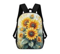 sinyumoney Watercolor Sunflower Bouquet Rucksack Secondary Causal Travel High School Bags for Boys/Girls/Teenagers 17inch
