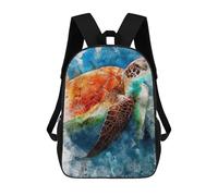 sinyumoney Watercolor Turtle Children's Backpack, 3D Printed School Backpack, Backpack for Boys Girls, Adjustable School Bag for Primary School 17inch