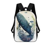sinyumoney Watercolor Whale School Backpack for Girls 17inch Casual Daypack Lightweight Rucksack Boy Girl Backpack for Middle School Students
