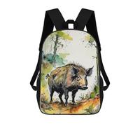 sinyumoney Watercolor Wild Boar Backpack School Computer Rucksack for School/Work/Travel for Boys/Girls/Teenagers 17inch
