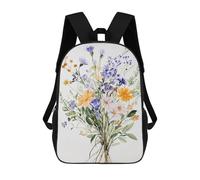 sinyumoney Watercolor Wildflower Bouquet School Backpack 3D Printed Children's 17inch Backpacks Bag Bookbag for Kids Boy Girl Book Bags Kids School Bag Travel Rucksacks