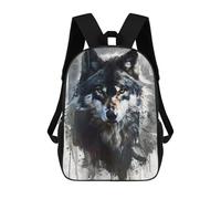 sinyumoney Watercolor Wolf 3D Printed Kids School Bag Rucksacks Children's School Fashion Casual Back Pack High Capacity Travel Book Bags Backpack for Kids 17inch