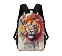 sinyumoney Watercolors Lion Backpack 3D Printed Children's School Backpack Kids Travel Backpacks High Capacity Book Bags Children's Backpack Rucksack 17inch