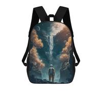 sinyumoney Waterfall Astronaut Space Children's Backpacks School Backpack 3D Printed for Kids Travel Rucksacks Book Bags Kids 17inch School Bag