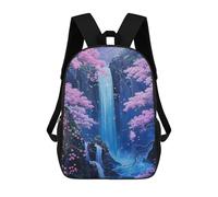 sinyumoney Waterfall Japan Painting Children's School Backpack 3D Printed for Kids Travel Rucksacks Book Bags for Boys Elementary School Students 17inch