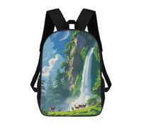 sinyumoney Waterfall Landscape with Deer Backpack 3D Printed Children's School Backpack Kids Travel Backpacks High Capacity Book Bags Children's Backpack Rucksack 17inch