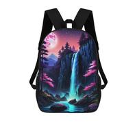 sinyumoney Waterfall Night Atmosphere 3D Printed School Backpack Casual Children's Backpacks 3D Printed School Bag for Boys Elementary And Middle 17inch