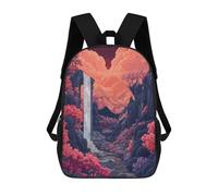 sinyumoney Waterfall Ruin Valley School Backpack for Girls Backpack Water Repellent Casual Daypack Lightweight Rucksack Boy Girl School Backpack 17inch