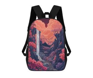 sinyumoney Waterfall Ruin Valley School Backpack for Girls Backpack Water Repellent Casual Daypack Lightweight Rucksack Boy Girl School Backpack 17inch