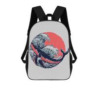 sinyumoney Wave Circle Children's Backpack, 3D Printed School Backpack, Backpack for Boys Girls, Adjustable School Bag for Primary School 17inch