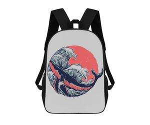 sinyumoney Wave Circle Children's Backpack, 3D Printed School Backpack, Backpack for Boys Girls, Adjustable School Bag for Primary School 17inch