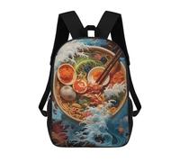 sinyumoney Wave Off Kanagawa Ramen Backpack School Bag Large School Backpack for Boys for Teenage Girls Boys Women Men 17inch