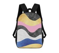 sinyumoney Waves of Textures I School Bag Backpack Teen Schoolbag 3D Printing Adjustable Schoolbag Fashion Pocket Bag for Kids Boys Girls Students And Teenagers Fans 17inch
