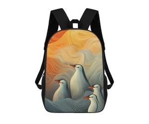 sinyumoney Wavy Penguins Children's School Backpack Fashion Casual Children's Backpacks 3D Printed School Bags Boy Large Backpack 17inch