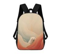 sinyumoney Wavy Polar Bear School Bag Bookbag 3D Printed Children's Backpacks for Kids Boy Girl Book Bags Kids School Bag Travel Rucksacks 17inch