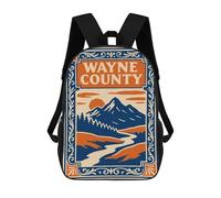 sinyumoney Wayne County Landscape Illustration Children's 17 Inch School Backpack 3D Printed Casual Daypacks for Kids Travel Rucksacks Book Bags Kids School Bag