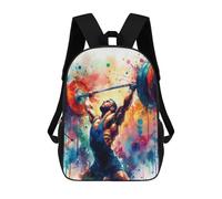 sinyumoney Weightlifting Watercolor Rucksacks 3D Printed Children Backpacks Fashion Casual Daypack Cute Travel Bags Outdoor Casual Daypack for Boy And Girl 17inch