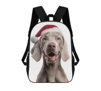sinyumoney Weimaraner Dog with Santa Hat Portrait Rucksack Large School Backpack for Boys - Perfect for Travel, Work And Daily Use 17inch